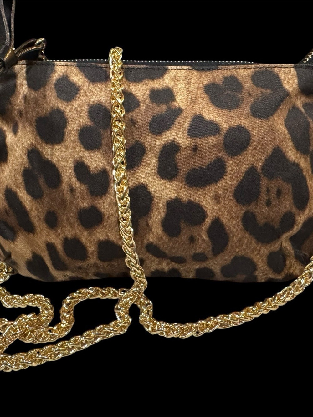 Dolce & Gabbana Leopard Print Crossbody with Gold Chain with COA